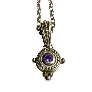 Sterling silver amethyst charm with catch clasp bale